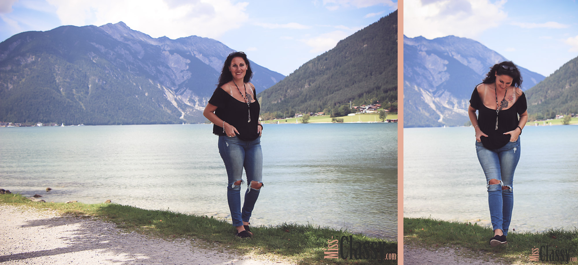 OUTFIT - Destroyed Jeans mit grauer Strickjacke in Innsbruck