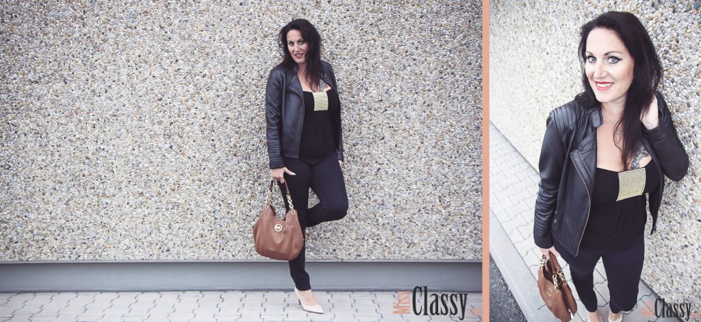 OUTFIT Lady in Black oder das Fotoshooting mit den coolen Jungs - Lederjacke - Michael Kors - Handtasche