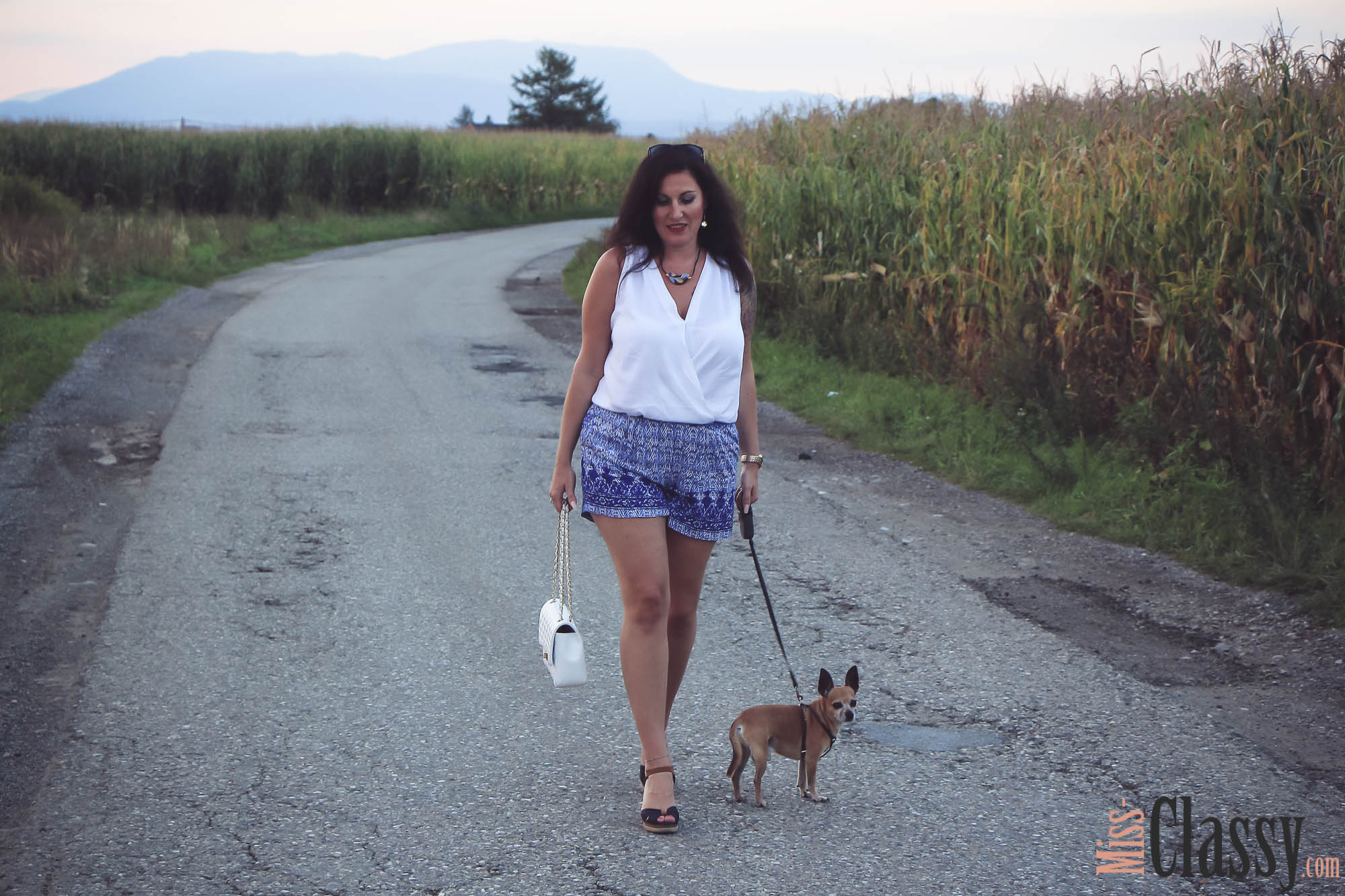 OUTFIT: Blau-weisser Jumpsuit - Romper - Wedges - Tommy Hilfiger