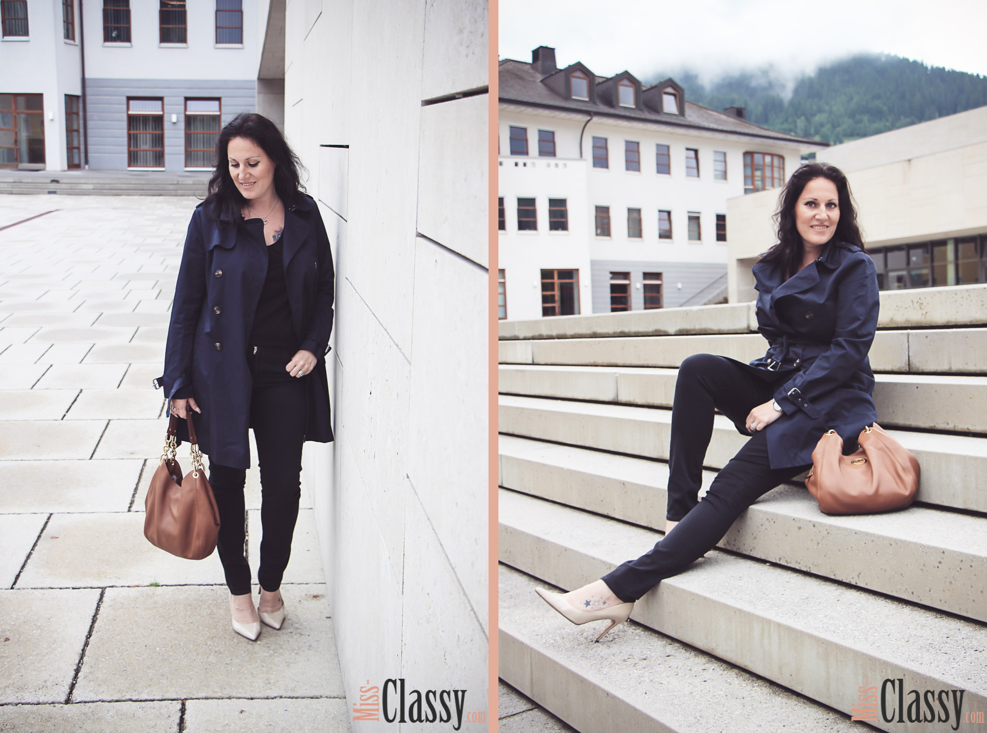 OUTFIT - Blauer Trenchcoat - Ferry Porsche Congress Center Zell am See - High Heels - Michael Kors - Esprit - Peter Kaiser