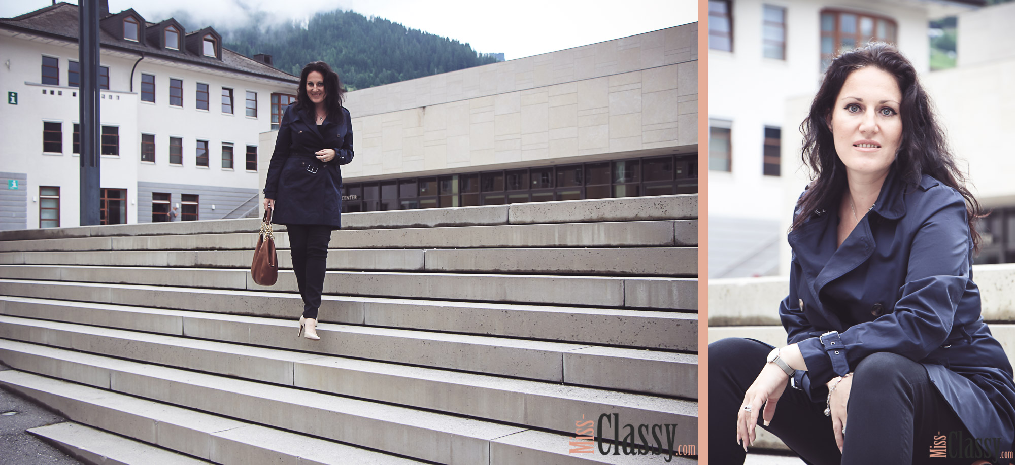 OUTFIT - Blauer Trenchcoat - Ferry Porsche Congress Center Zell am See - High Heels - Michael Kors - Esprit - Peter Kaiser