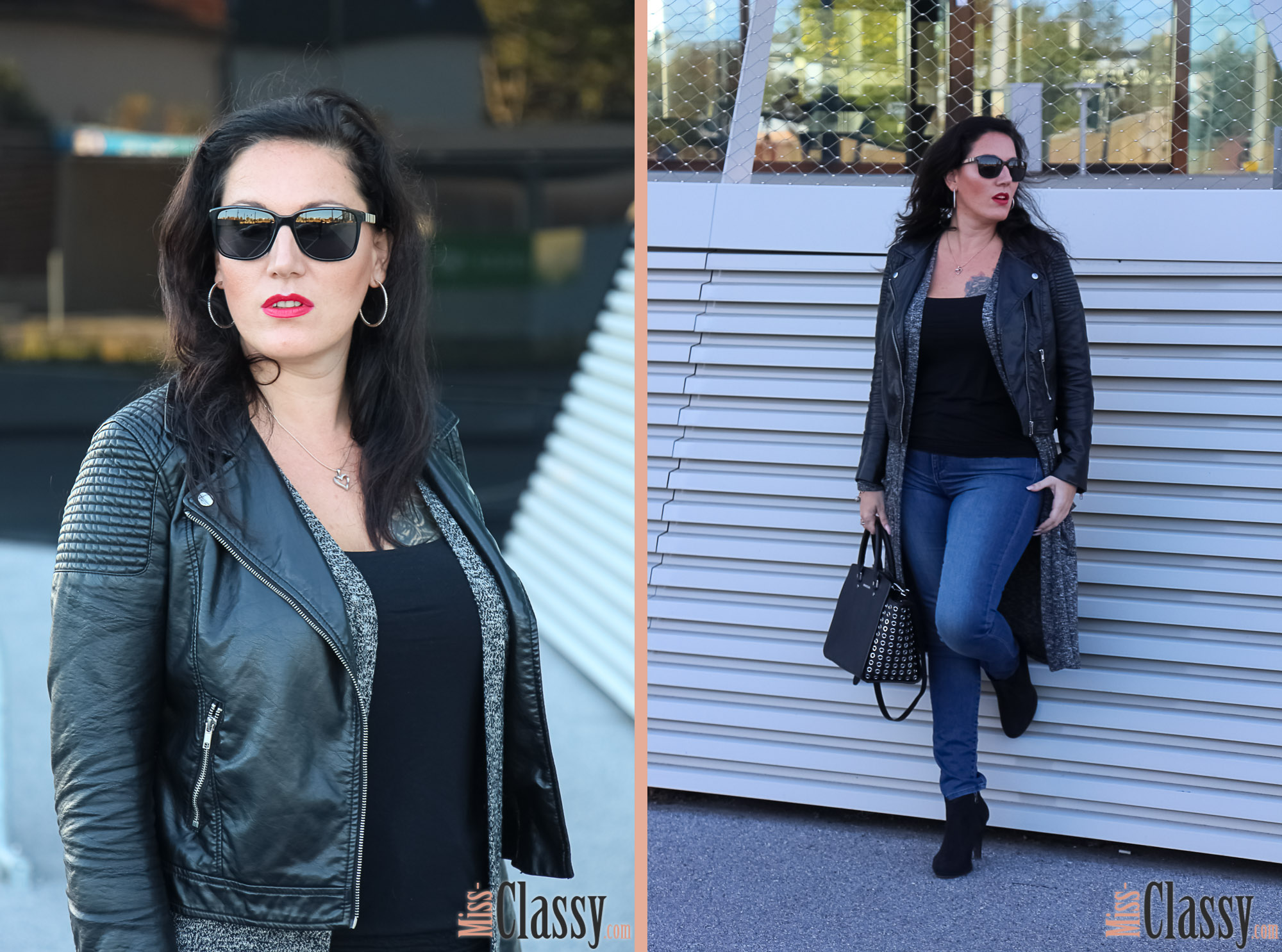 OUTFIT Layering - Longcardigan und Lederjacke, Graz, Steiermark, Miss Classy, miss-classy.com, Herbst, Doris & Babs, Sonnenbrille, Burberry, Vogue, Michael Kors