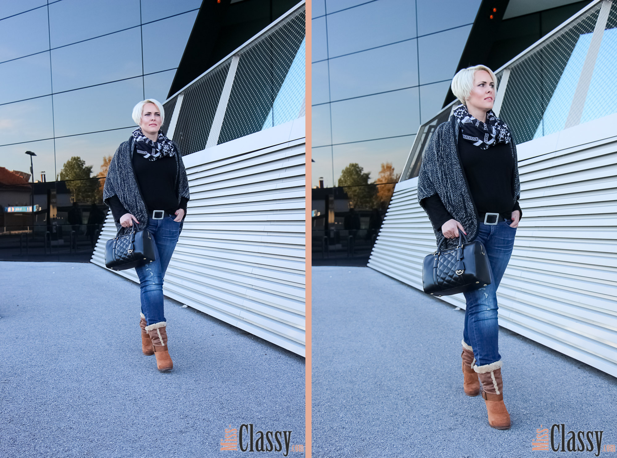 OUTFIT Layering - Longcardigan und Lederjacke, Graz, Steiermark, Miss Classy, miss-classy.com, Herbst, Doris & Babs, Sonnenbrille, Burberry, Vogue, Michael Kors