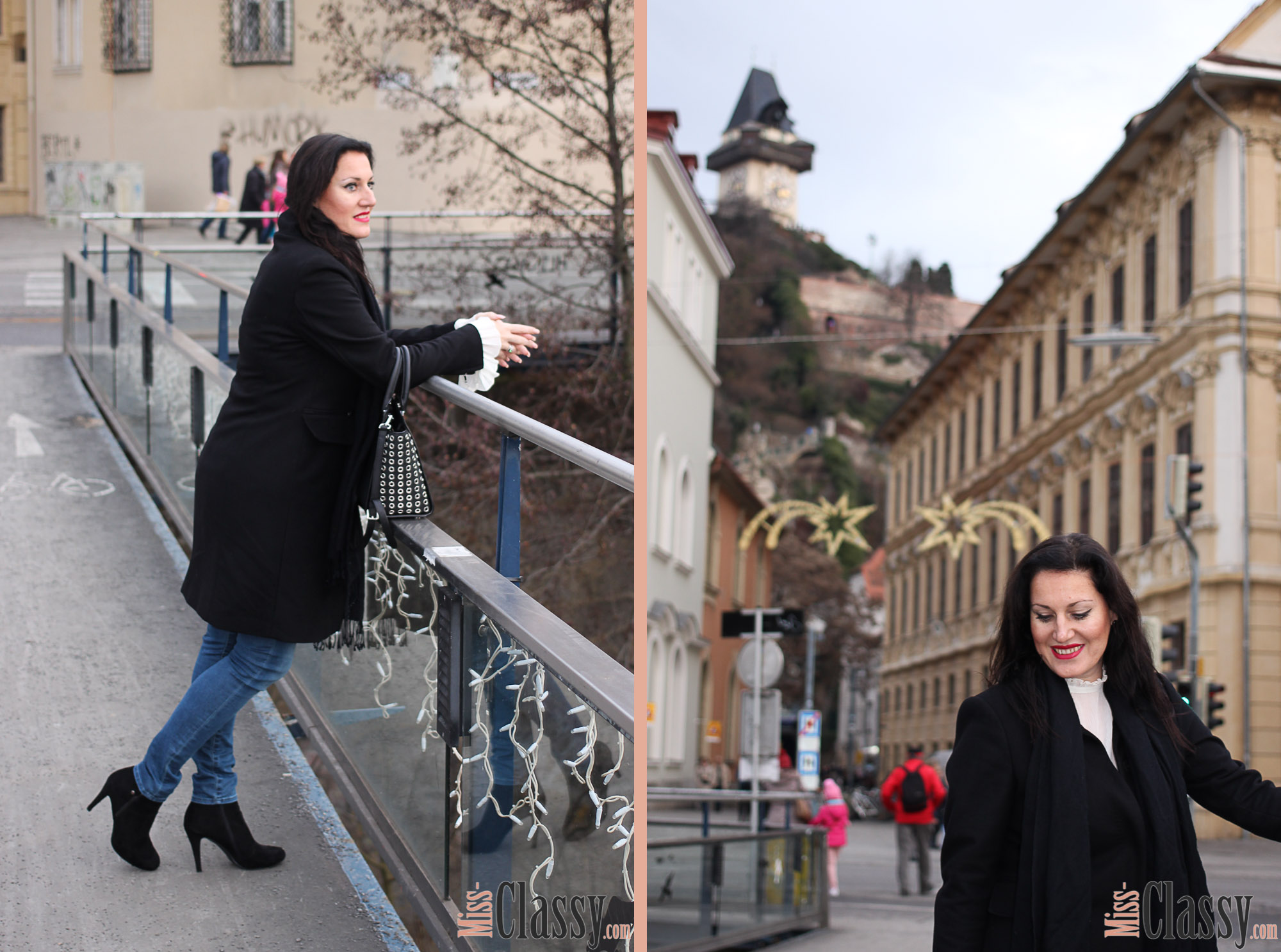 OUTFIT Schwarzer Wollmantel und weiße Bluse mit Glockenärmeln, Miss Classy, classy, beclassy. Fashionblogger, Fashionblog, Fashion, Trend, Österreich, Austria, Graz, Wollmantel, Esprit, Michael Kors, Selma Bag, Weihnachten, Christkindlmarkt Graz, TK Maxx, Stiefeletten, H&M, MAC Cosmetics, Lippenstift