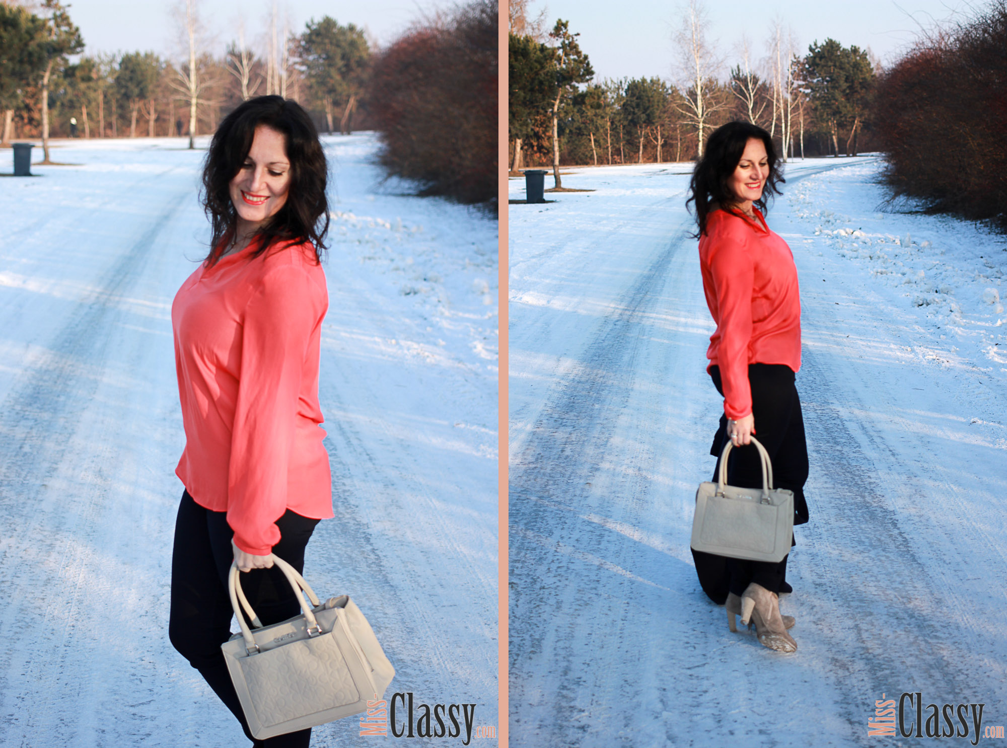 OUTFIT Miss Classy wird bunt - Bluse in der Trendfarbe Flame, Miss Classy, classy, beclassy, Fashionblog, Fashionblogger, Österreich, Austria, Graz, SFZ, Schwarzl Freizeitzentrum, Schwarzl See, orange Bluse, Esprit, Wollmantel, Calvin Klein Handtasche, Stiefeletten, Fransenboots, Guess, Paul Hewitt, Ankerarmband