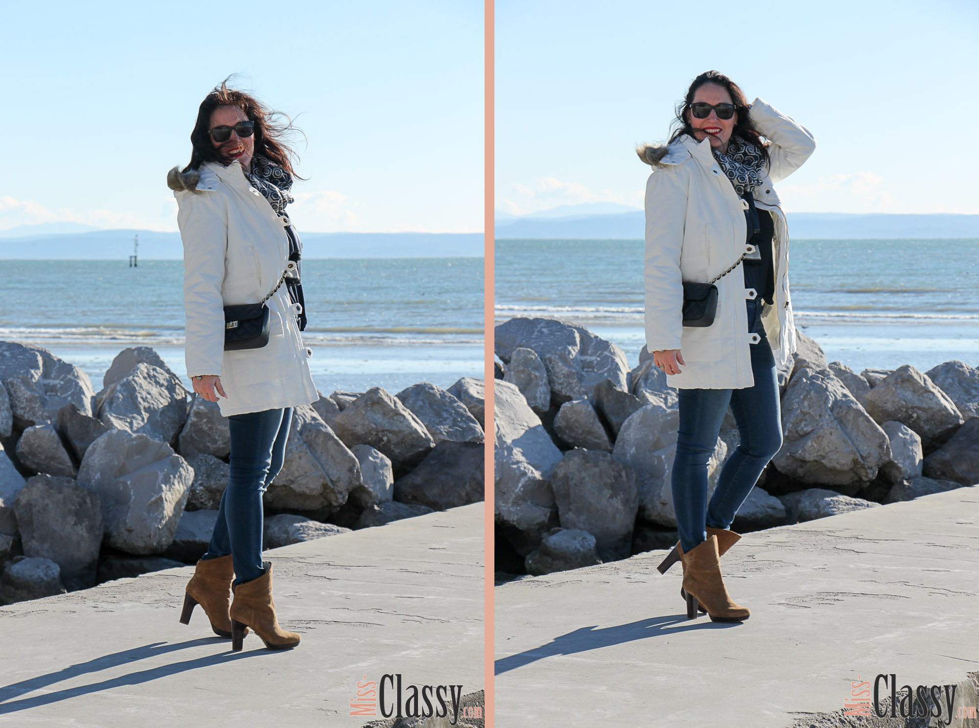 OUTFIT Weißer Parka und Uggs, Miss Classy, miss-classy.com, Fashionblog, Fashionblogger, Fashionblog Graz, Lifestyleblog Graz, Graz, Steiermark, Österreich, classy, beclassy, classy Fashion, Weißer Parka, Ugg, Ugg Australia, blaue Jeans, Schal, Daniel Wellington, blaue Handtasche, Chihuahua, Italien, Grado, Meer, Urlaub