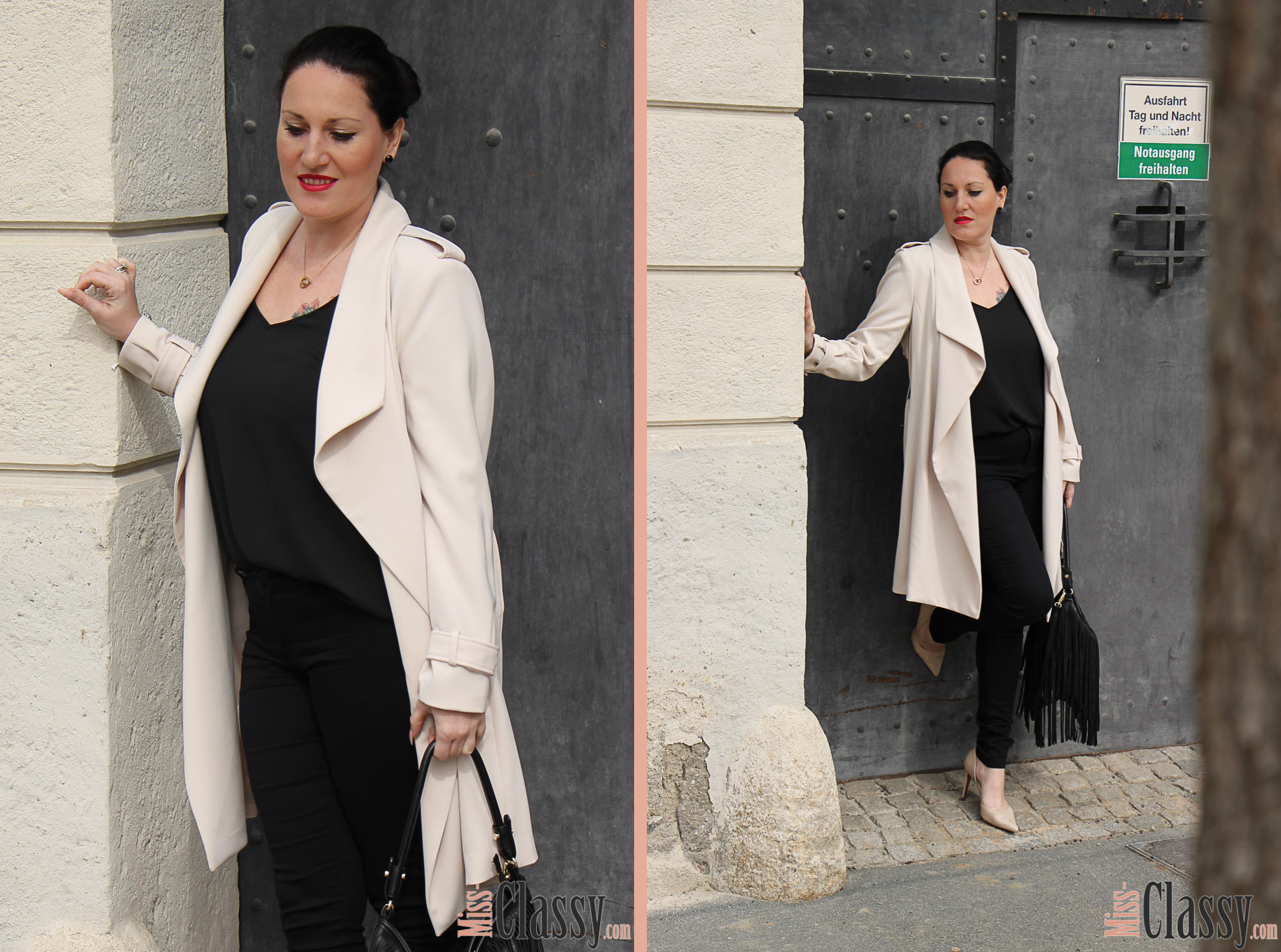 OUTFIT Beiger Mantel von H&M, Miss Classy, miss-classy.com, Fashionblog, Fashionblogger, Fashionblog Graz, Lifestyleblog Graz, Graz, Karmeliterplatz, Steiermark, Österreich, classy, beclassy, classy Fashion, Frühling in Graz, Outfit, Style, Fashion, Mode, OOTD, Beiger Mantel, Fransentasche, High Heels, Pumps