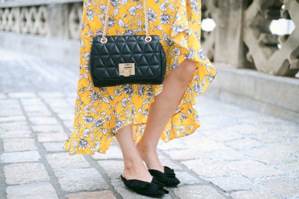 Sommer Outfit mit meinem gelben Wickelkleid mit Rüschen, Kleid von Vero Moda, Michael Kors Handtasche, Mules von H&M, Fashionblog, Modeblog, Blogger Graz, Fashion Blog Graz, Miss Classy