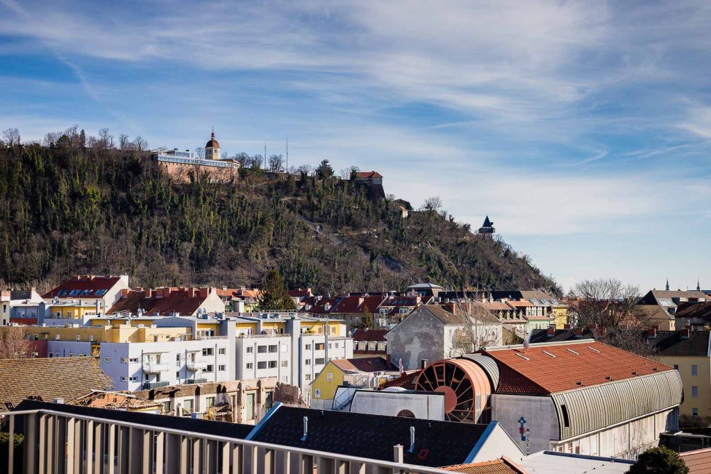 Lendhotel Graz - Ausblick auf den Schlossberg, Dachterrasse, Rooftop